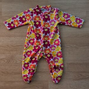 Marimekko Floral Kids Footie in Red, Pink, and Yellow